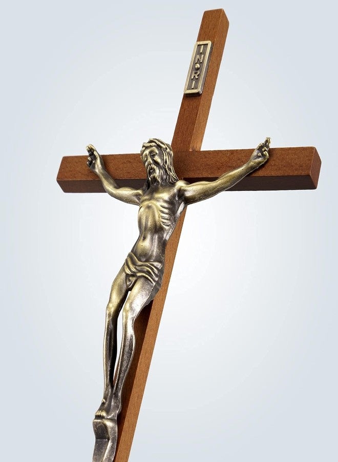 ACHIBANG Crucifix Wall Cross Catholic - 10" Wooden Jesus Cross with INRI for Wall or Easter Decor, Christian Gift for Faithful Home - Image 3